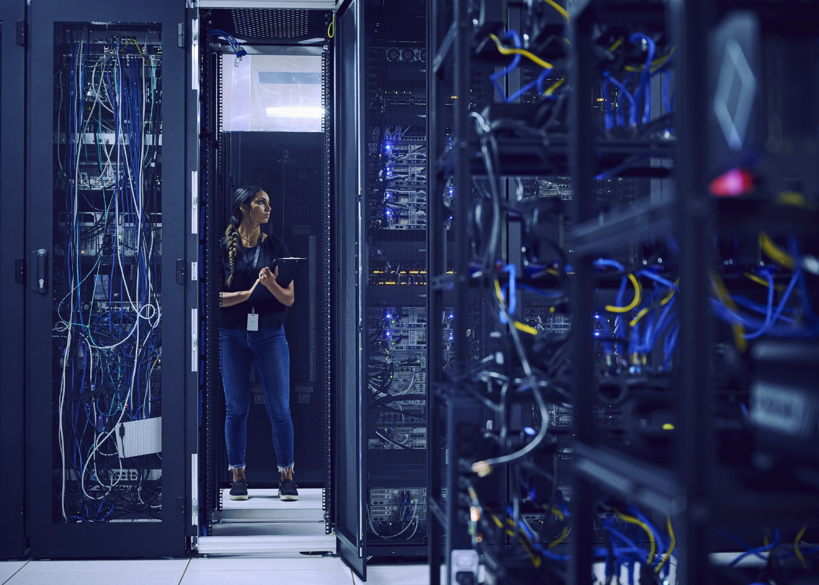 Woman in a server room