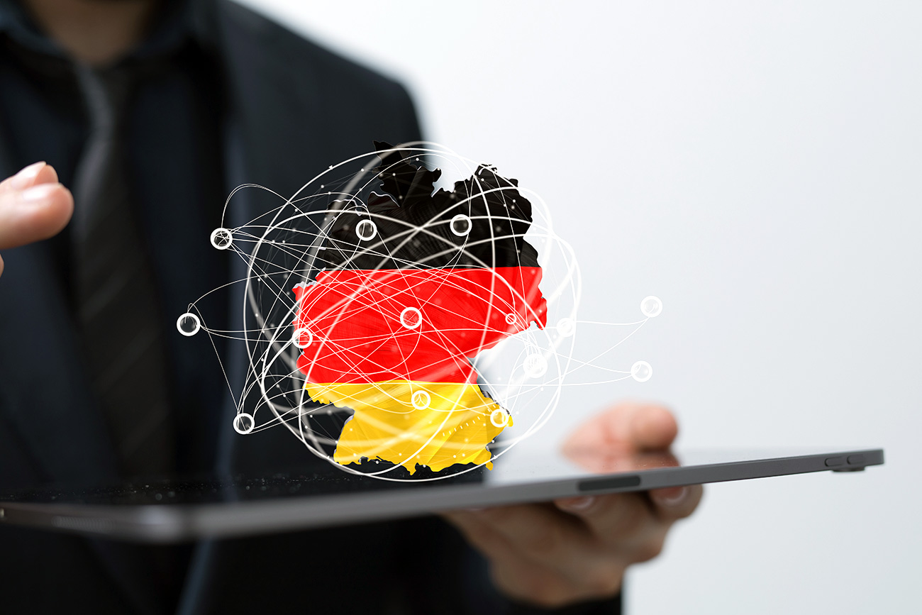 View of a digital map of Germany.