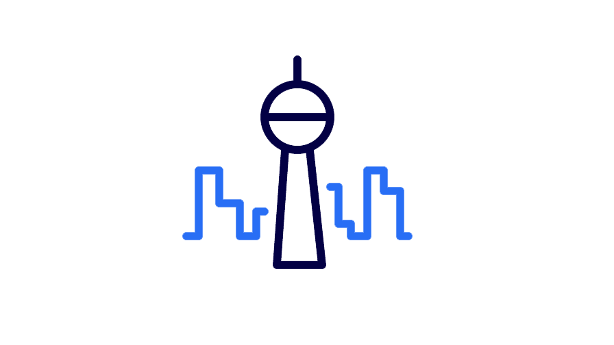 A pictogram of the Berlin skyline and the Fernsehturm