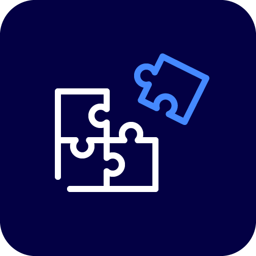 Pictogram with puzzle piece to complete the puzzle.