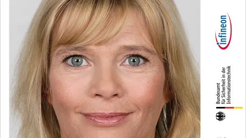 Das Bild zeigt die Vorderseite eines quantensicheren Ausweises