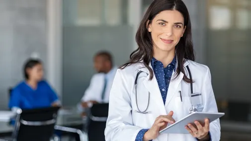 Woman female doctor tablet