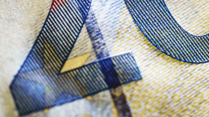 Detailaufnahme einer 20 Euro-Banknote