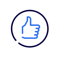 Ansicht einer Grafik mit Daumen nach oben.