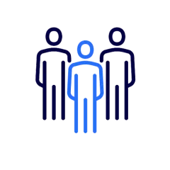 Ansicht einer Grafik mit Führungskraft und Mitarbeitern.