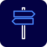 Piktogramm mit Schildern als Symbol für Richtungsweiser