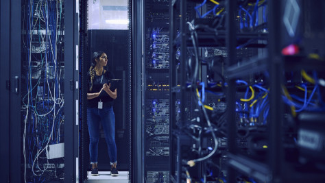 Woman in a server room