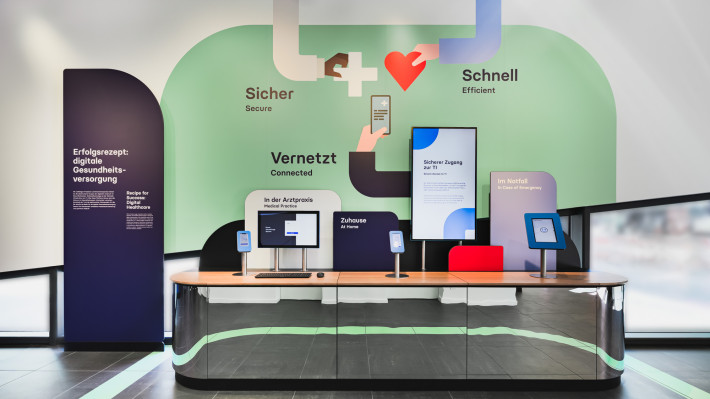 The picture shows the digital health section of the show pavilion
