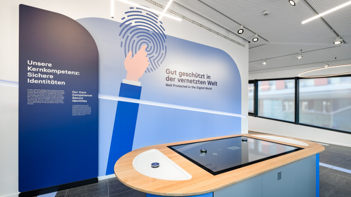 The picture shows the area of secure identities in the show pavilion.