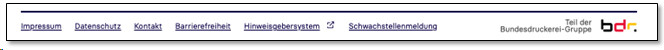 Eine Ansicht der Links im Footer.