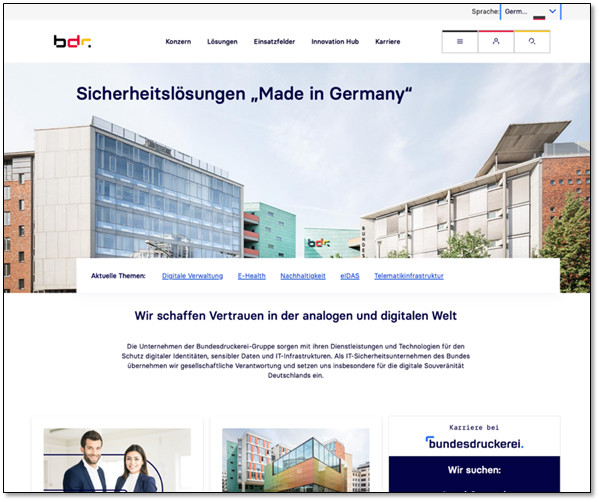 Eine Ansicht der Bundesdruckerei Gruppen Website