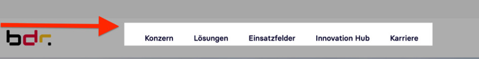 Eine Ansicht des Hauptmenüs im Kopfbereich