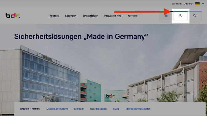 Eine Ansicht des Icons für die Portale auf der Website im Headerbereich