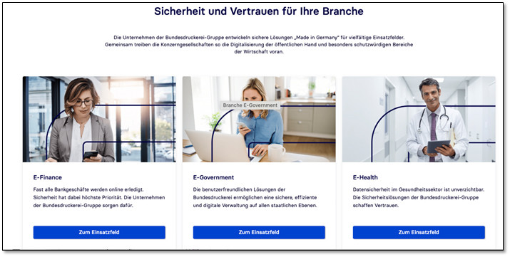 Eine Ansicht der Themen auf der Startseite